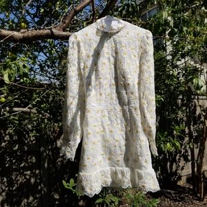 Petite high-neck, open-back daisy dress